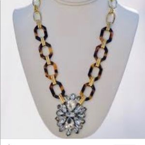 Faux tortoise and crystal necklace